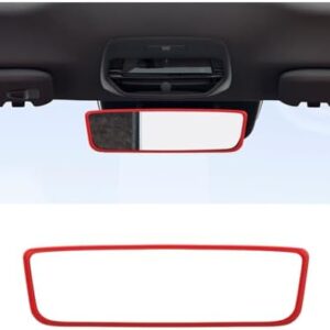 Car Rear View Mirror Protector Frame, Silicone Auto Rearview Mirror Edge Protective Cover Compatible with Model 3 Y, Car Interior Rearview Mirror Decor Accessories (Red)