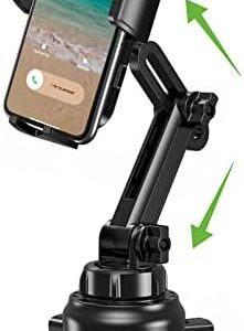 [Upgraded Cup Phone Holder for Car, Universal [No Shaking] Cup Holder Phone Mount with Expandable Base for Car Truck, Adjustable Holder,Compatible with iPhone Samsung All Phones (1 Pack)