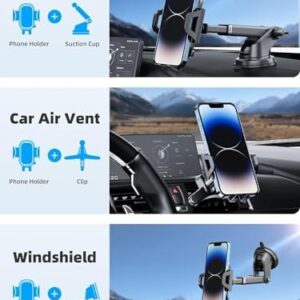 Phone Holder Mount for Car [ Off-Road Level & Stable Hook ] Windshield Dashboard Air Vent Universal Hands-Free Automobile Mounts Cell Phone Holder Fit for iPhone Smartphones