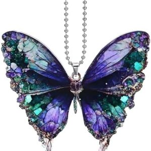 Car Hanging Accessories 2D Crystal Butterfly Car Accessories – Car Mirror Hanging Accessories Backpack Key Hanging Pendant – Car Decorations Christmas Tree Ornament Festival Ornaments Gift ROOHOME