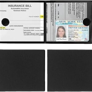 2 Pack Car Registration Insurance Holder, 10.55”×4.8” Essential Auto Card Glove Box Organizer, Vehicle Interior Accessories Perfect for Most Car, Truck, SUV(Black)