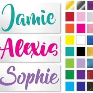 Custom Personalized Vinyl Name Decal Sticker Compatible with Tumbler Cup, Laptop, RV, Trucks, Phones, Boats, Helmets, Bottles, Cars and Vehicles (Glitter Colors Available)