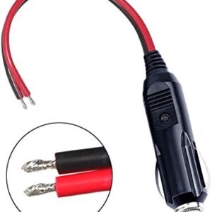 SPARKING 12V Replacement Cigarette Lighter Male Plug with Lead – 24V Car Power Adapter Auto Accessories with Led Lights, 15A Fuse (Male Plug to Tinned Terminal)