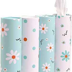 Car Tissue Holder with Facial Tissues Bulk – 4 PK Car Tissues Cylinder, Tissue Holder for Car, Travel Tissues for Car Cup Holder, Refill Car Tissue Box Round Container