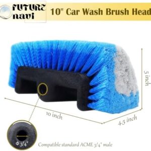 10″ Car Wash Brush 5-Sided Head with Soft Detailing Bristle for Cleaning Exterior, Wash Equipment for Truck, SUV, RV, Camper, Deck Boat, Van, Home Washing, Two-in-one Colors: Blue and Gray.