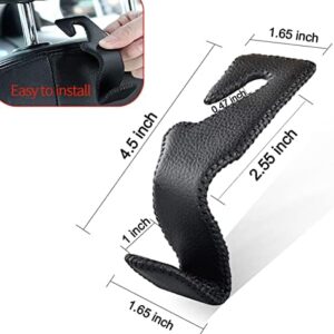 Car Hooks Universal Car Vehicle Back Seat Headrest Hanger Holder Hook Microfiber Leather & Stainless Steel for Bag Purse Cloth Drink Grocery (Black)