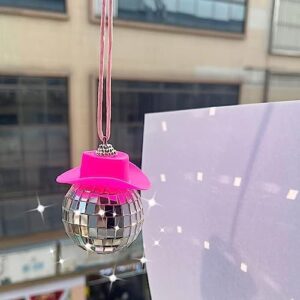 Pink Disco Ball,Mirror Ornament,Cowboy Hat Accessory, Cute Disco Ball Charm Accessories