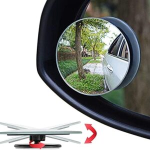 Ampper Blind Spot Mirror, 2″ Round HD Glass Frameless Convex Rear View Mirror, Pack of 2