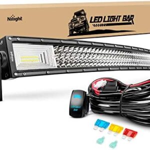 Nilight ZH408 52Inch 783W Curved Triple Row Flood Spot Combo Beam Led Bar 78000LM Driving Lights with 12AWG Heavy Duty 12V 5Pin Rocker Switch Wiring Harness Kit-1 Lead,waterproof