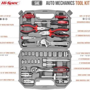 Hi-Spec Tools 67pc SAE Auto Mechanics Hand Tool Kit Set. Complete Car, Motorcycle, Engine & Garage Repairs with Sockets, Ratchet Wrench, Pliers & More