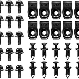 GOOACC GRC-70 35PCS Engine Under Cover Splash Shield Guard Body Bolts Bumper Fender Liner Push Retainer Fastener Rivet Clips , black