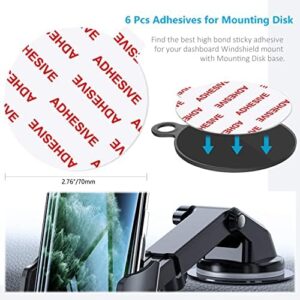 6 Pcs Clear Adhesive Replacement for Suction Cup Dashboard Phone Mount – Easy to Use, High Bond, Peels Off Without Leaving Residue