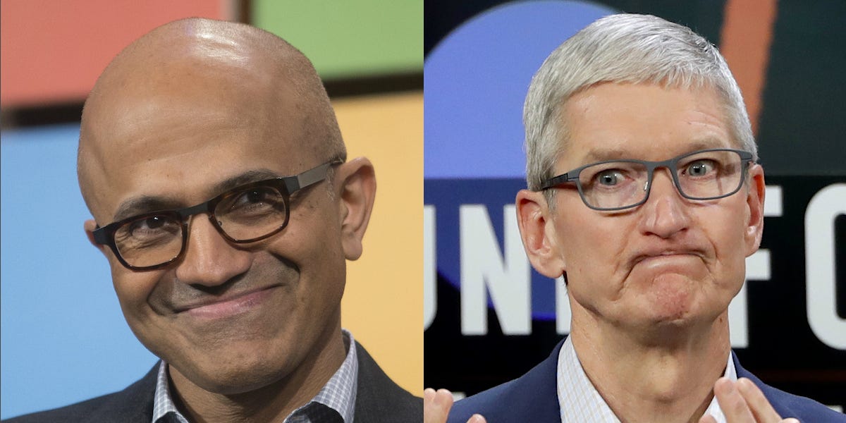 You are currently viewing Apple Now Worth $540 Billion Less Than Microsoft — a Tesla-Sized Gap