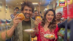 Read more about the article Madhuri Dixit celebrated Diwali with Bhool Bhulaiya and enjoyed vada pav date with Kartik