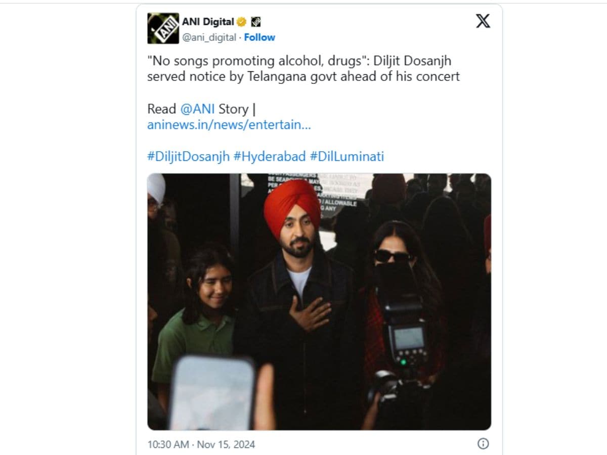 Diljit Dosanjh, Diljit Dosanjh news, Diljit Dosanjh gets notice before Hyderabad concert, Diljit Dosanjh gets notice from Telangana government, Diljit Dosanjh songs, Diljit Dosanjh Dil Luminati tour, Telangana government, Diljit Dosanjh's songs