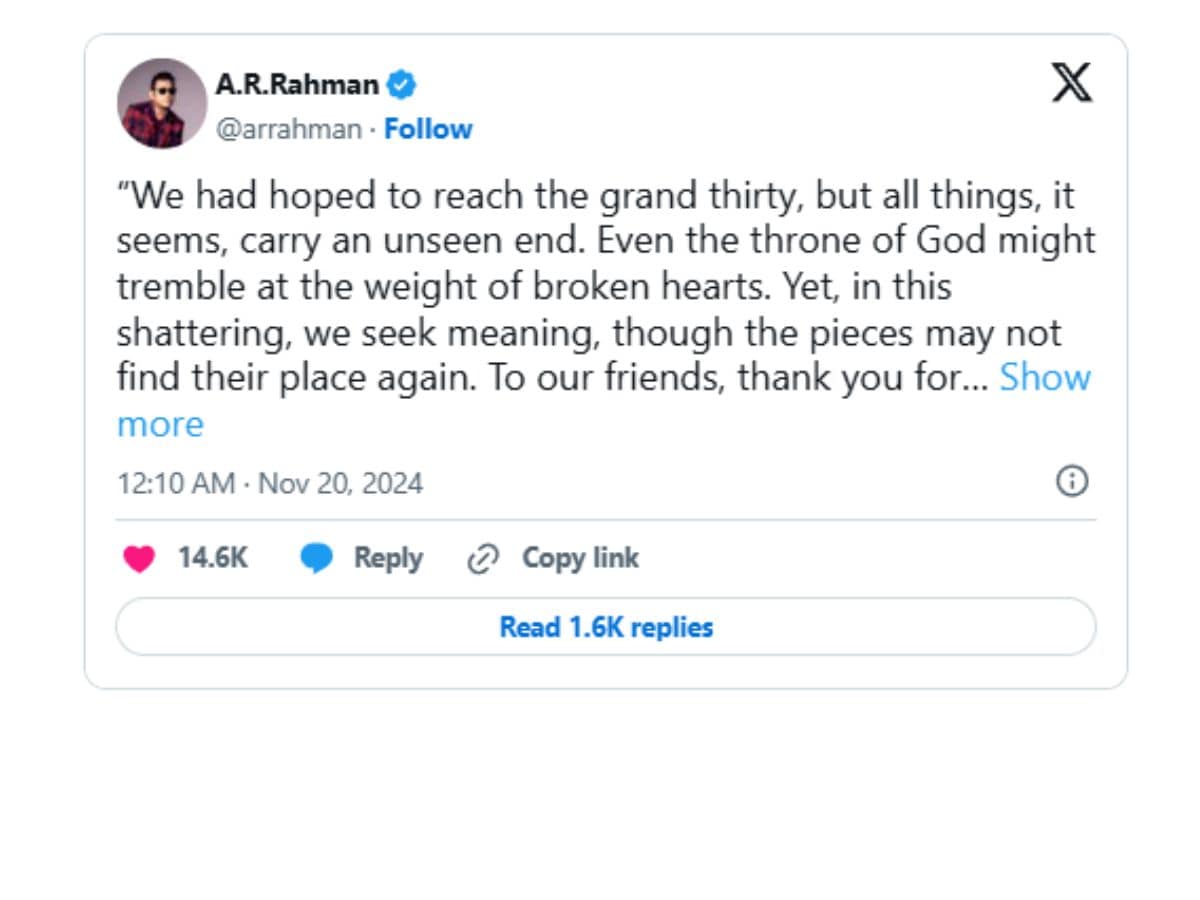 AR Rahman, Saira Banu, AR Rahman Breakup, AR Rahman Wife, Saira Banu Announces Breakup, Celebrity Breakup, AR Rahman News, Indian Music Composer's Personal Life, AR Rahman Marriage, Ar Rahman Divorce, Ar Rahman's Daughters , AR Rahman, divorce from AR Rahman